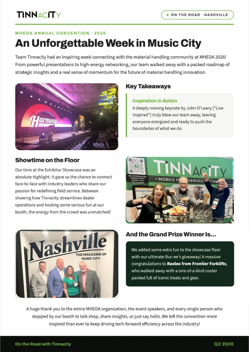 A page on the MHEDA Annual Convention in Nashville, with the keynote stage and the booth giveaway