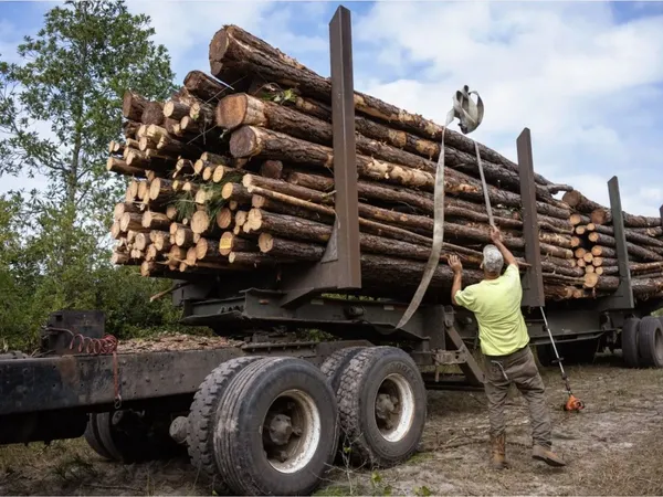 Forestry harvester working in a remote cut block