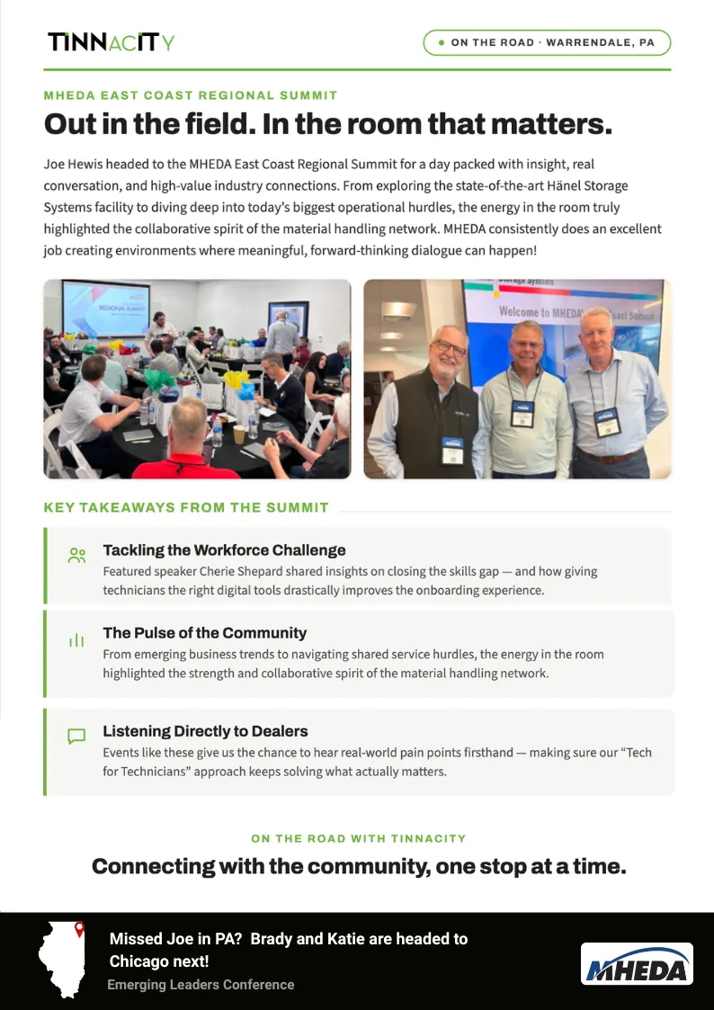 A page on the MHEDA East Coast Regional Summit in Warrendale, Pennsylvania
