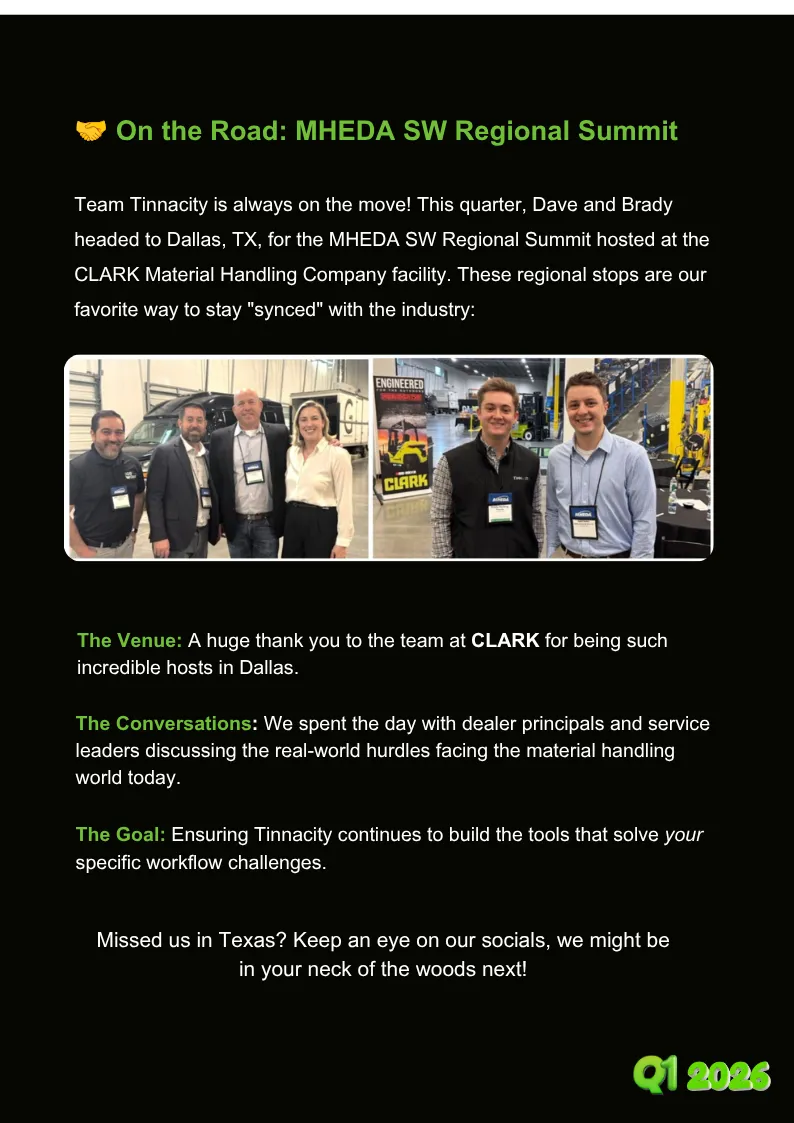 A page on the MHEDA South West Regional Summit hosted at CLARK Material Handling in Dallas