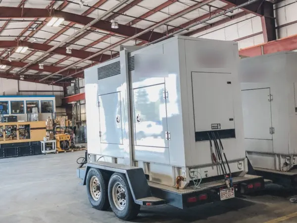 Mobile rental generator units in a service warehouse